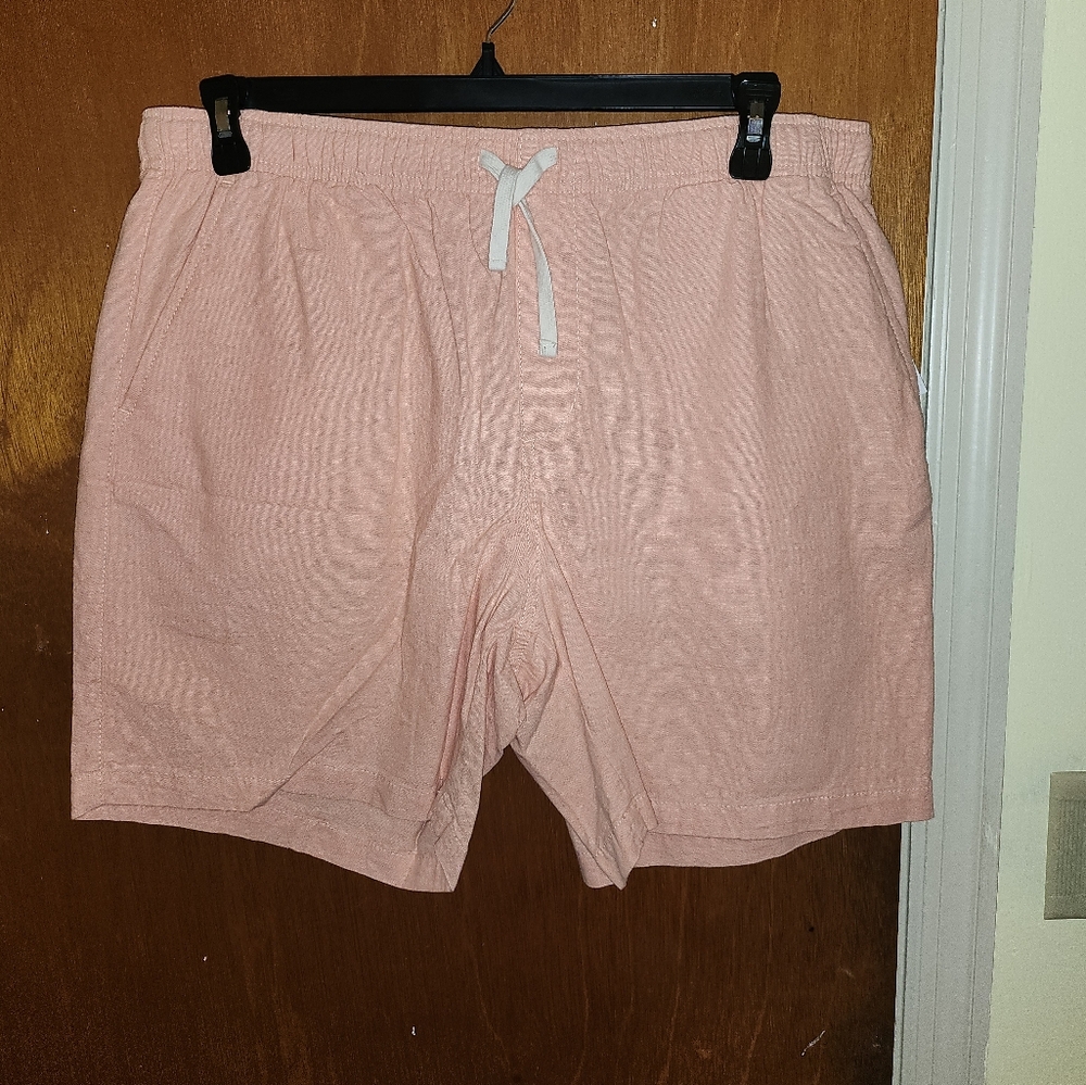 Mens Old Navy Jogger Shorts Linen Blend Size Large Peach in Color